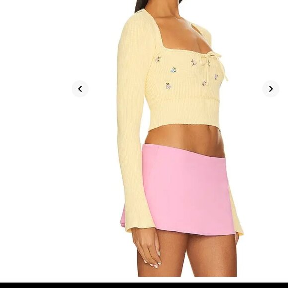 NWT GUIZIO home sweet home sweater, Pale Yellow, Small - Picture 2 of 4